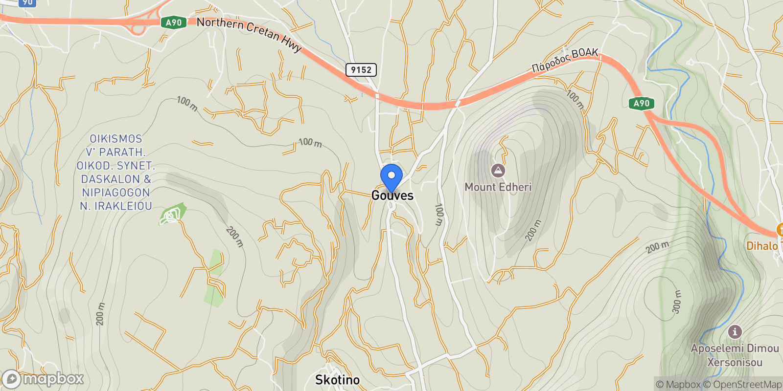 Map showing Community of Gouve, Gouves, Greece.