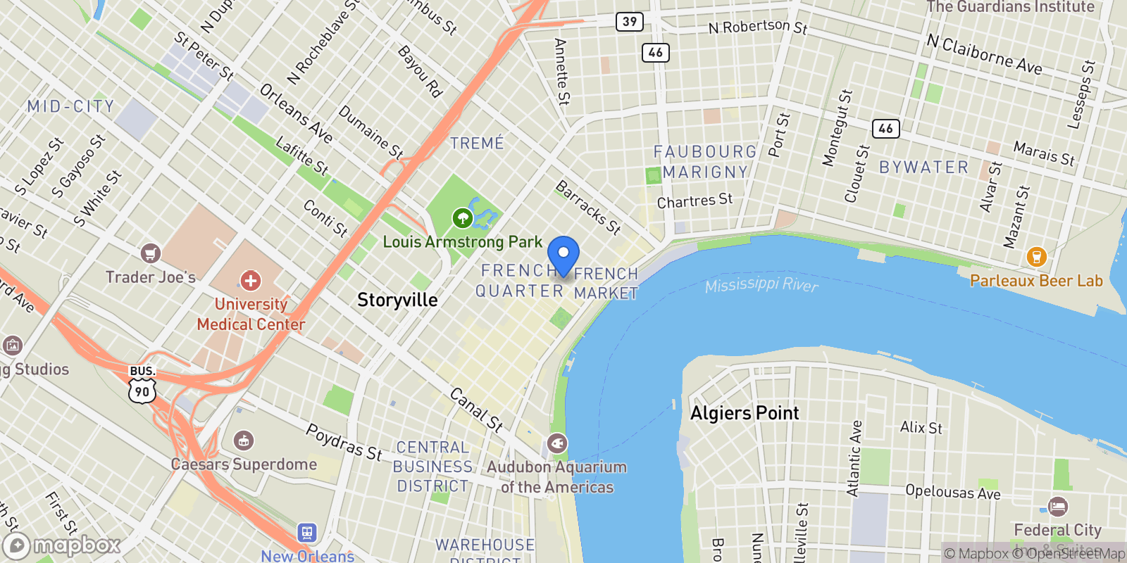 Map showing 625 Dumaine Street , New Orleans, LA 70116, New Orleans, Louisiana, United States.