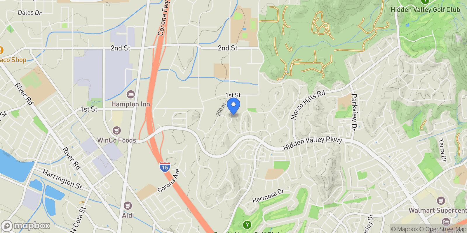 Map showing 1333 Abilene, Norco, CA 92860, Norco, California, United States.