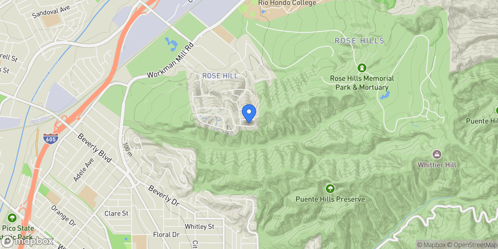Map showing 11835 Pocasset Dr, Whittier, CA 90601, Whittier, California, United States.