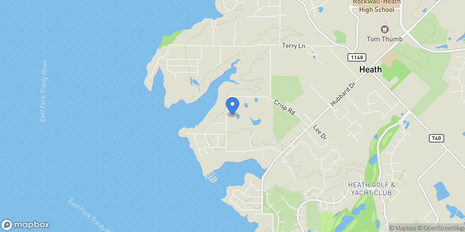 Map showing 165 Yankee Creek Road, Heath, Texas, United States.