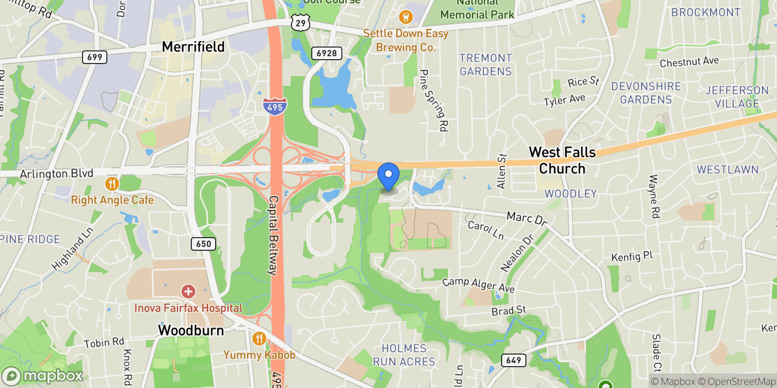 Map showing 7772 Willow Point Drive Unit# 7772, Falls Church, VA 22042, West Falls Church, Virginia, United States.