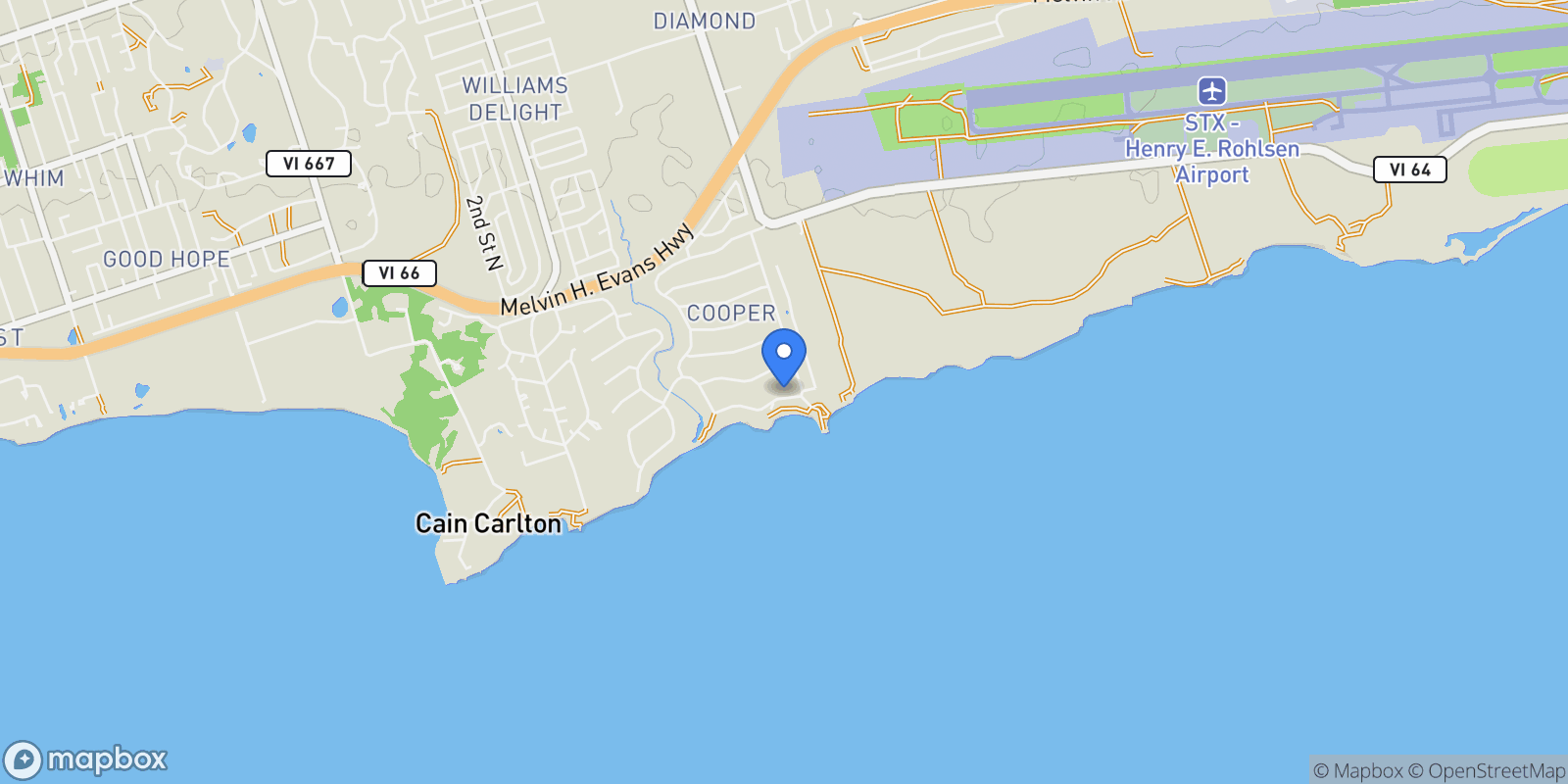 Map showing 68 Enfield Green PR, Frederiksted, St. Croix, U.S. Virgin Islands.