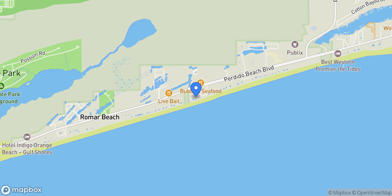 Map showing 24568 Perdido Beach Boulevard Unit # 807, Orange Beach, AL 36561, Orange Beach, Alabama, United States.