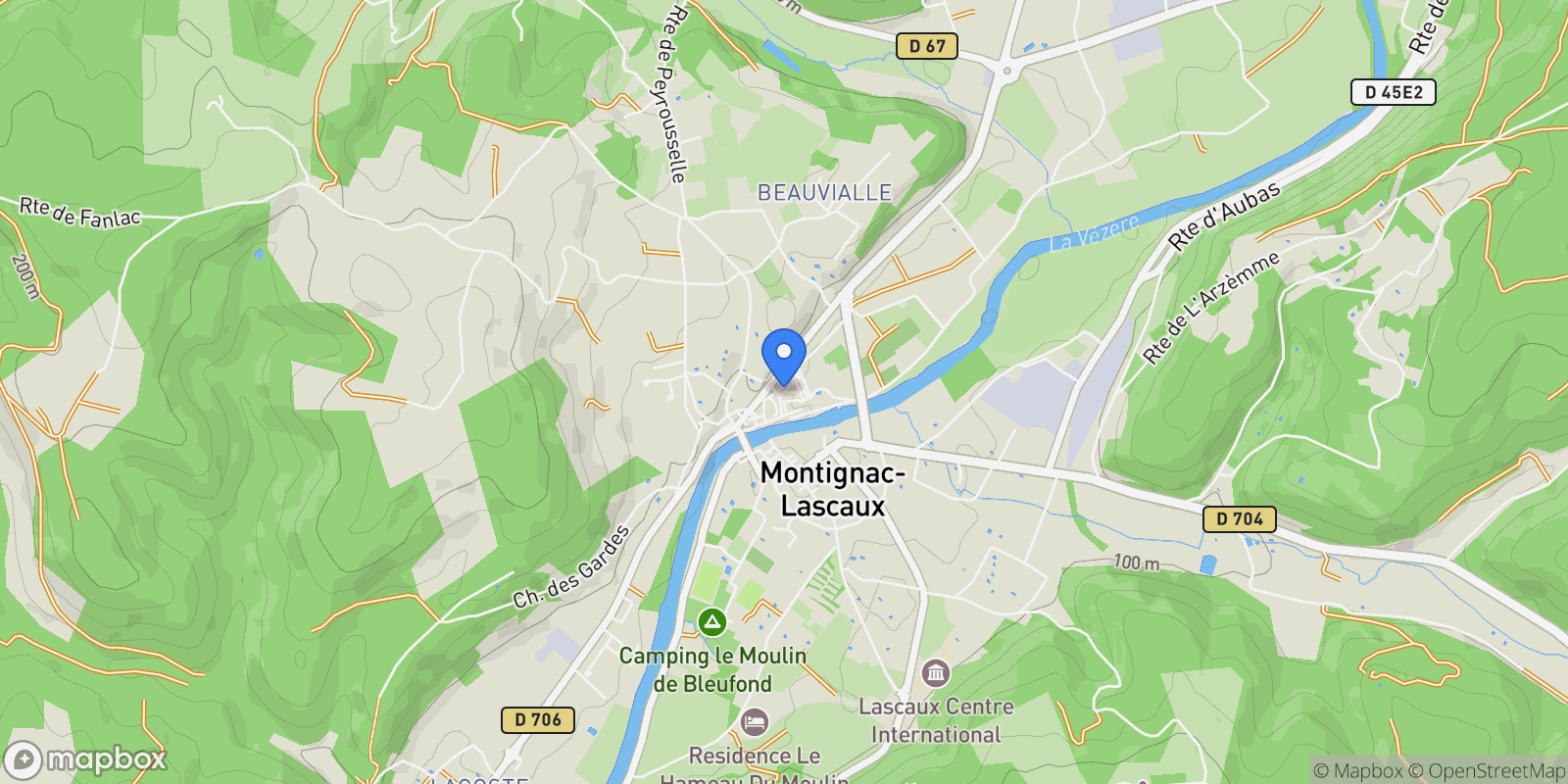 Map showing Montignac, Nouvelle-Aquitaine, France.