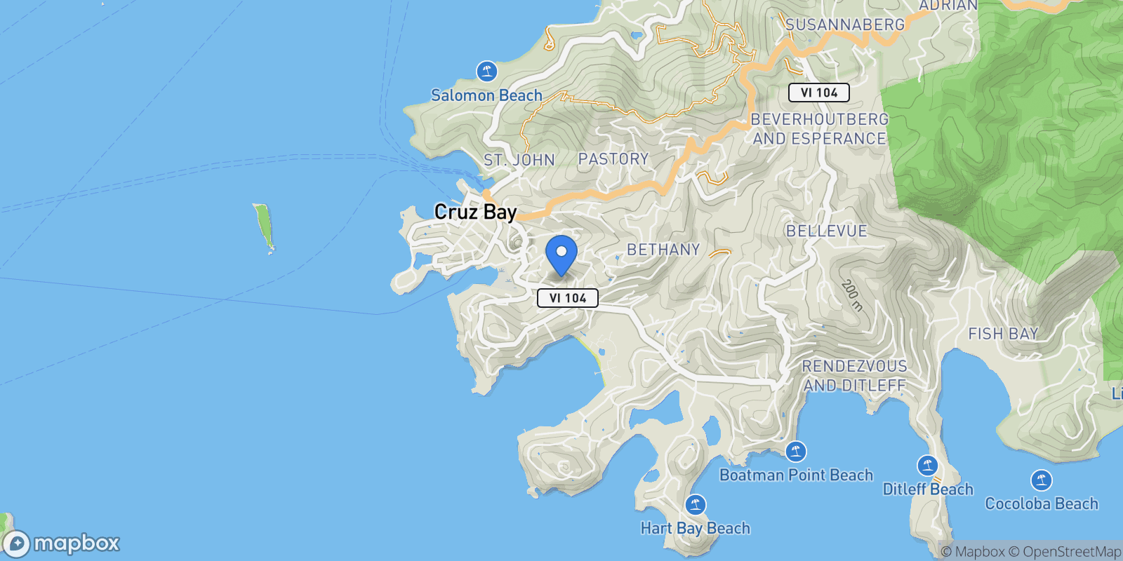 Map showing 3-Abb Cruz Bay Town, St.John, VIRGIN ISLANDS (U.S.), Cruz Bay, St. John, U.S. Virgin Islands.