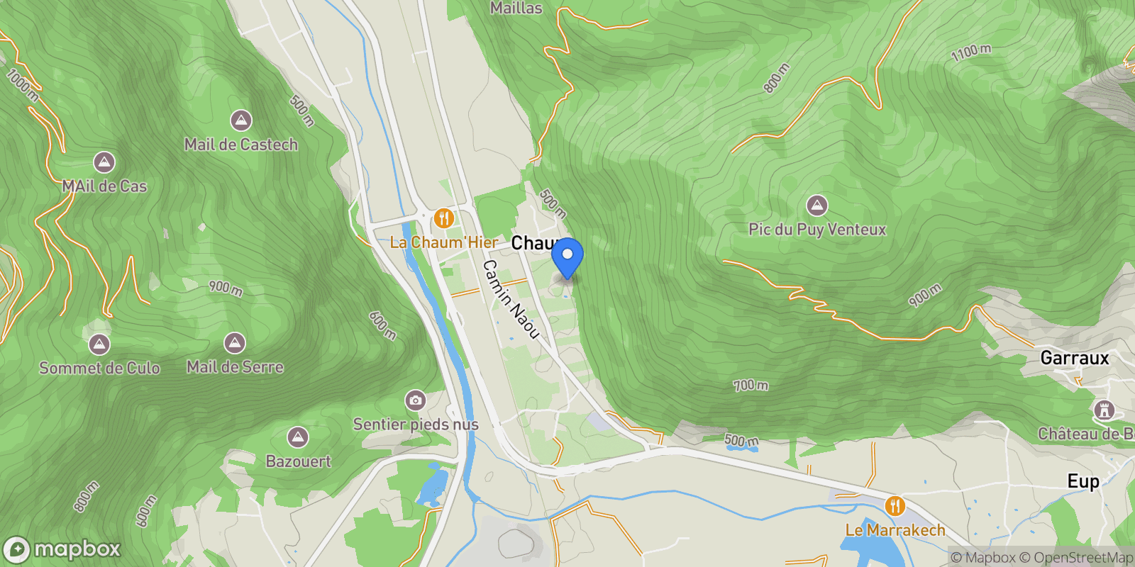 Map showing Chaum, Occitanie, France.