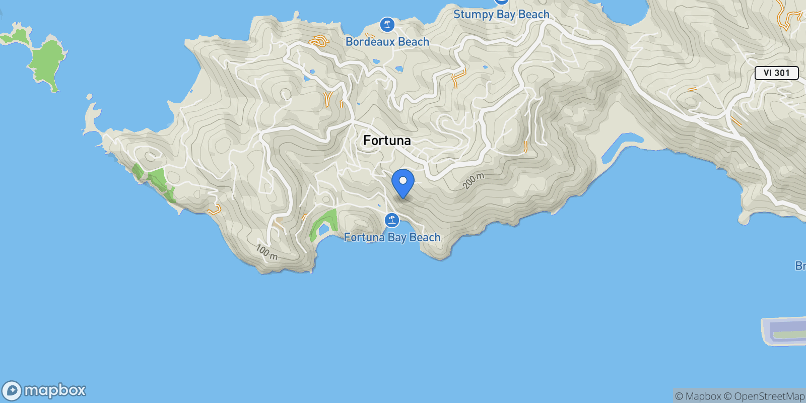 Map showing 4v-2 Fortuna We, St. Thomas, VIRGIN ISLANDS (U.S.), Charlotte Amalie West, St. Thomas, U.S. Virgin Islands.