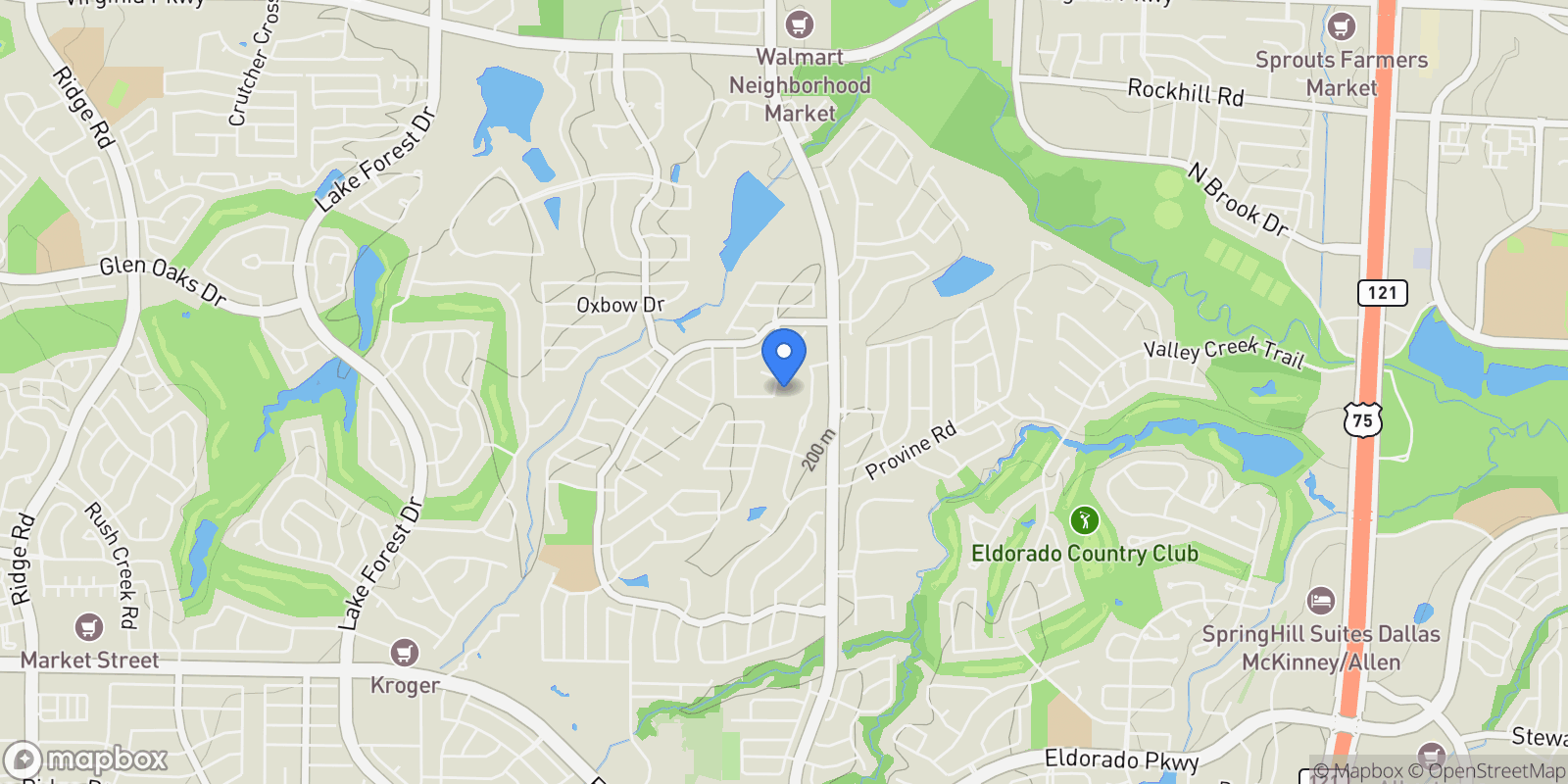 Map showing 1405 Pecan Hollow Trail, McKinney, Texas, United States.