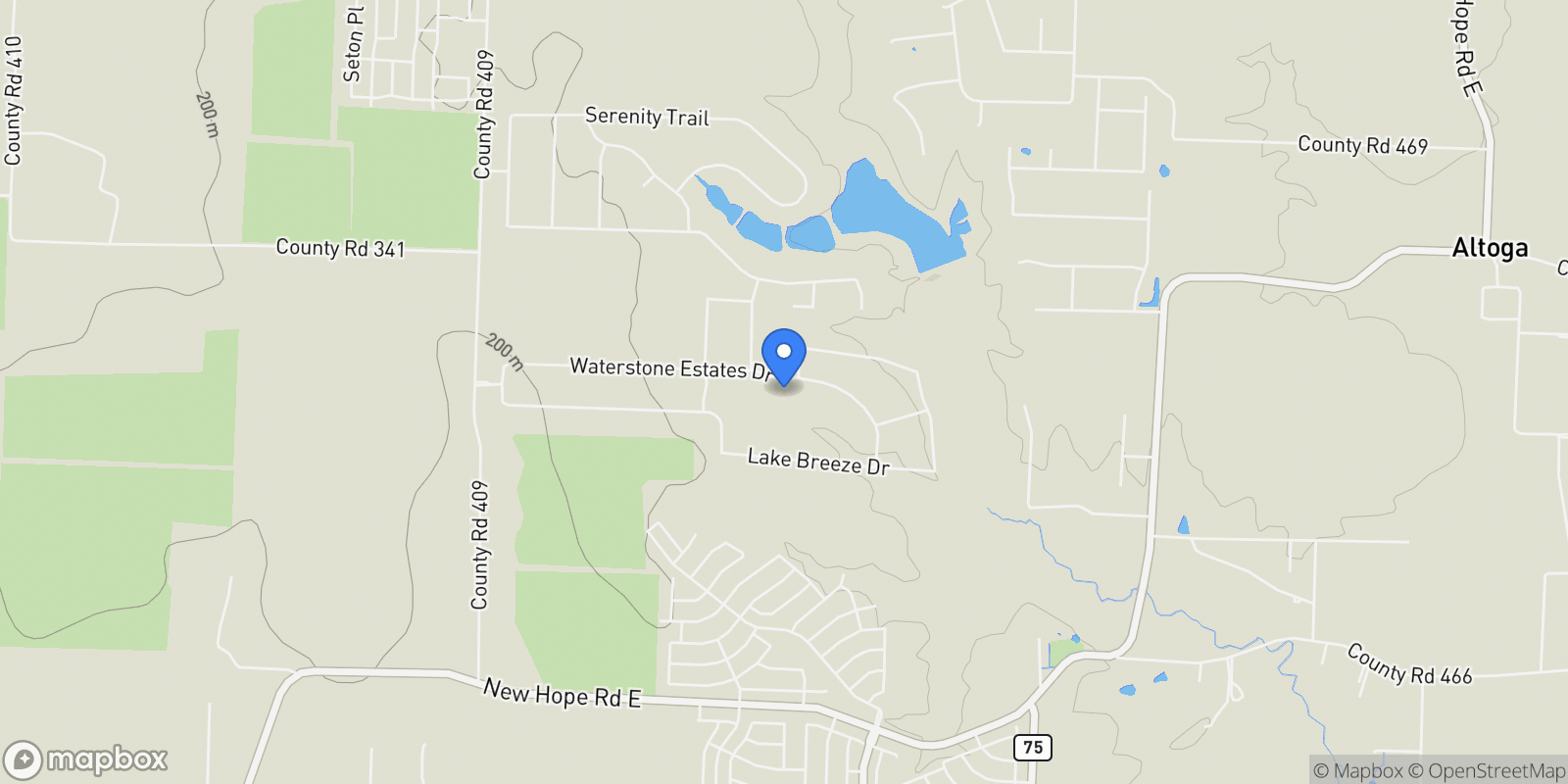 Map showing 4332 Waterstone Estates Drive, McKinney, Texas, United States.