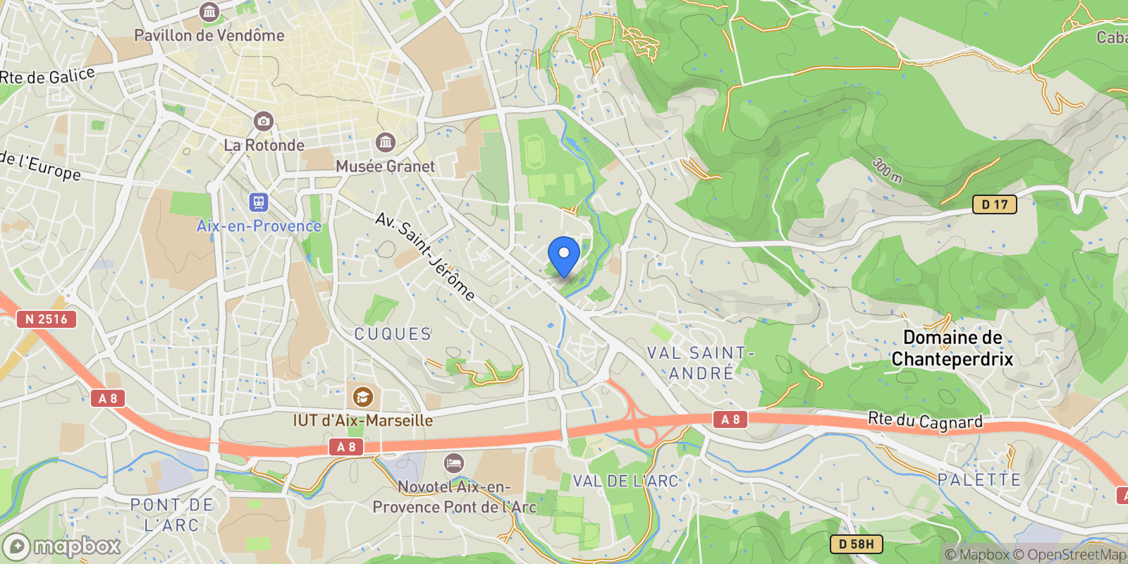 Map showing Aix-en-Provence, Provence-Alpes-Côte d'Azur, France.