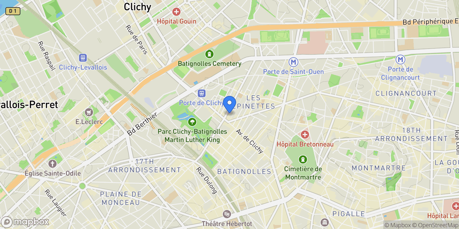 Map showing Paris, Île-de-France, France.