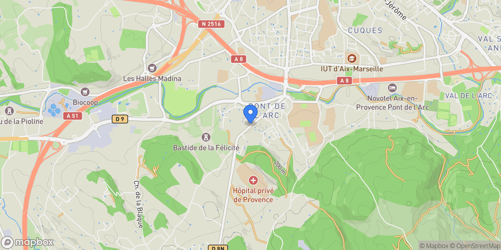 Map showing Aix-en-Provence, Provence-Alpes-Côte d'Azur, France.