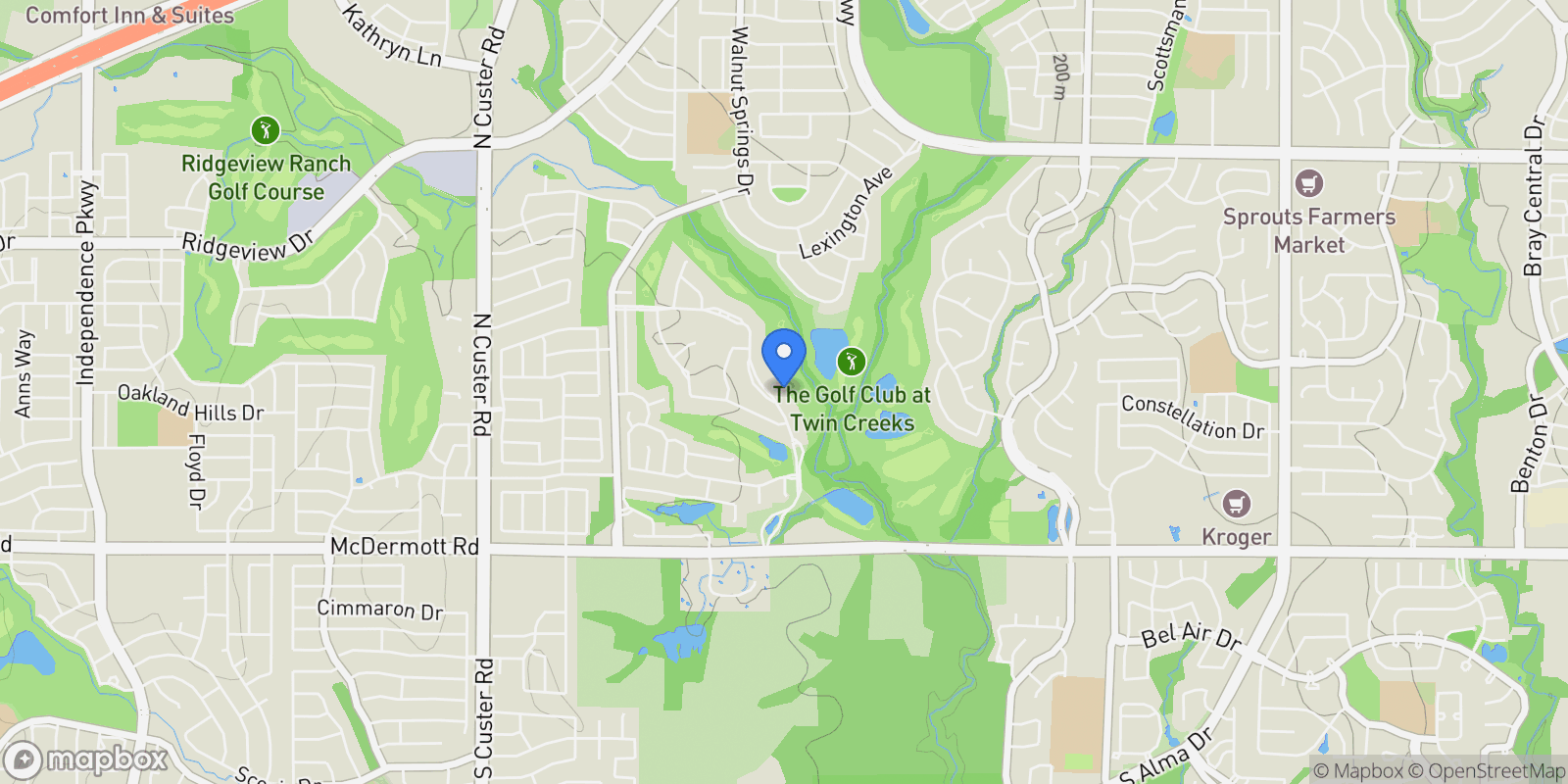 Map showing 406 Lakeway Drive, Allen, Texas, United States.