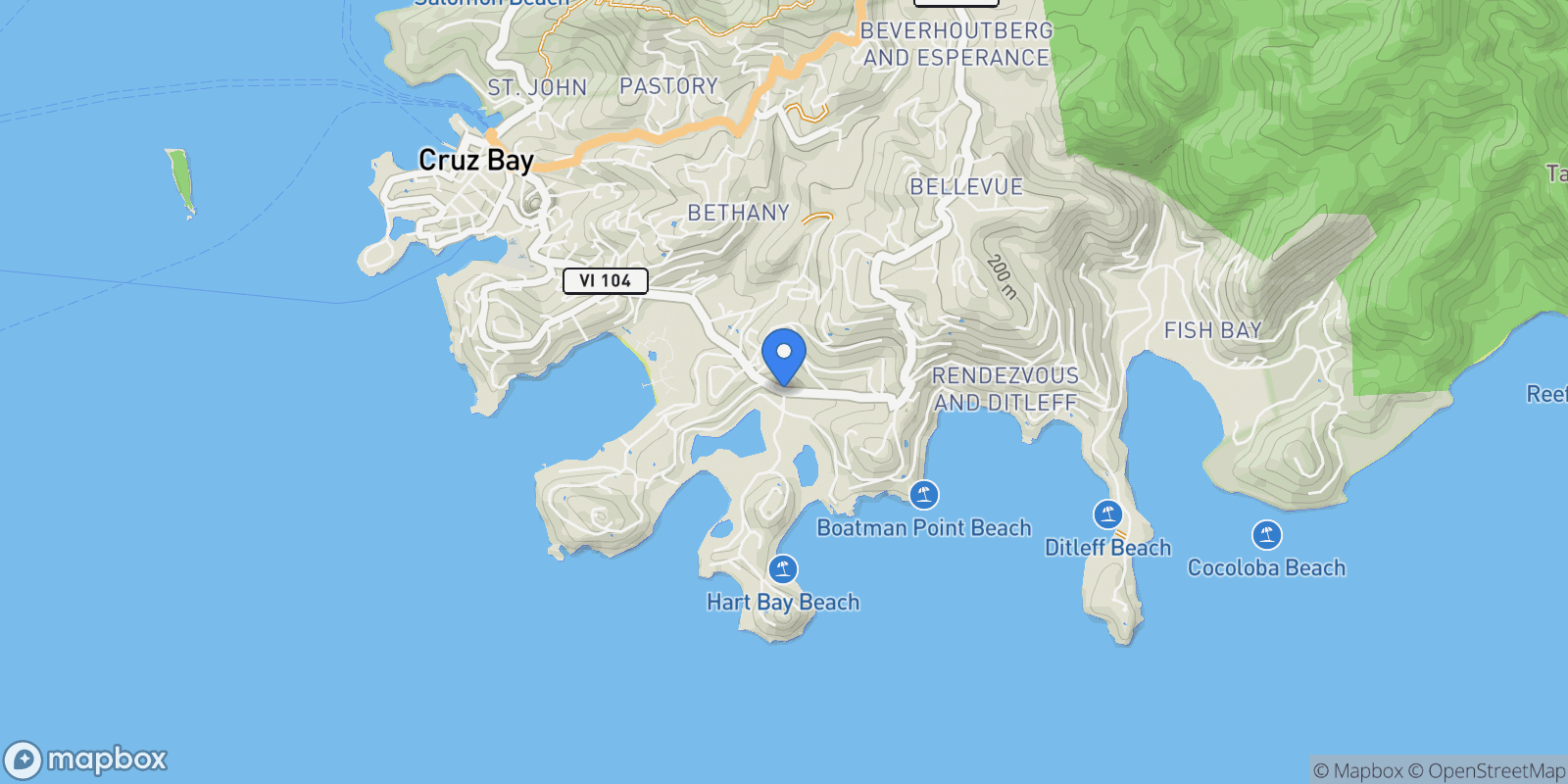 Map showing 130 Chocolate Hole, St. John, US Virgin Islands, Cruz Bay, St. John, U.S. Virgin Islands.