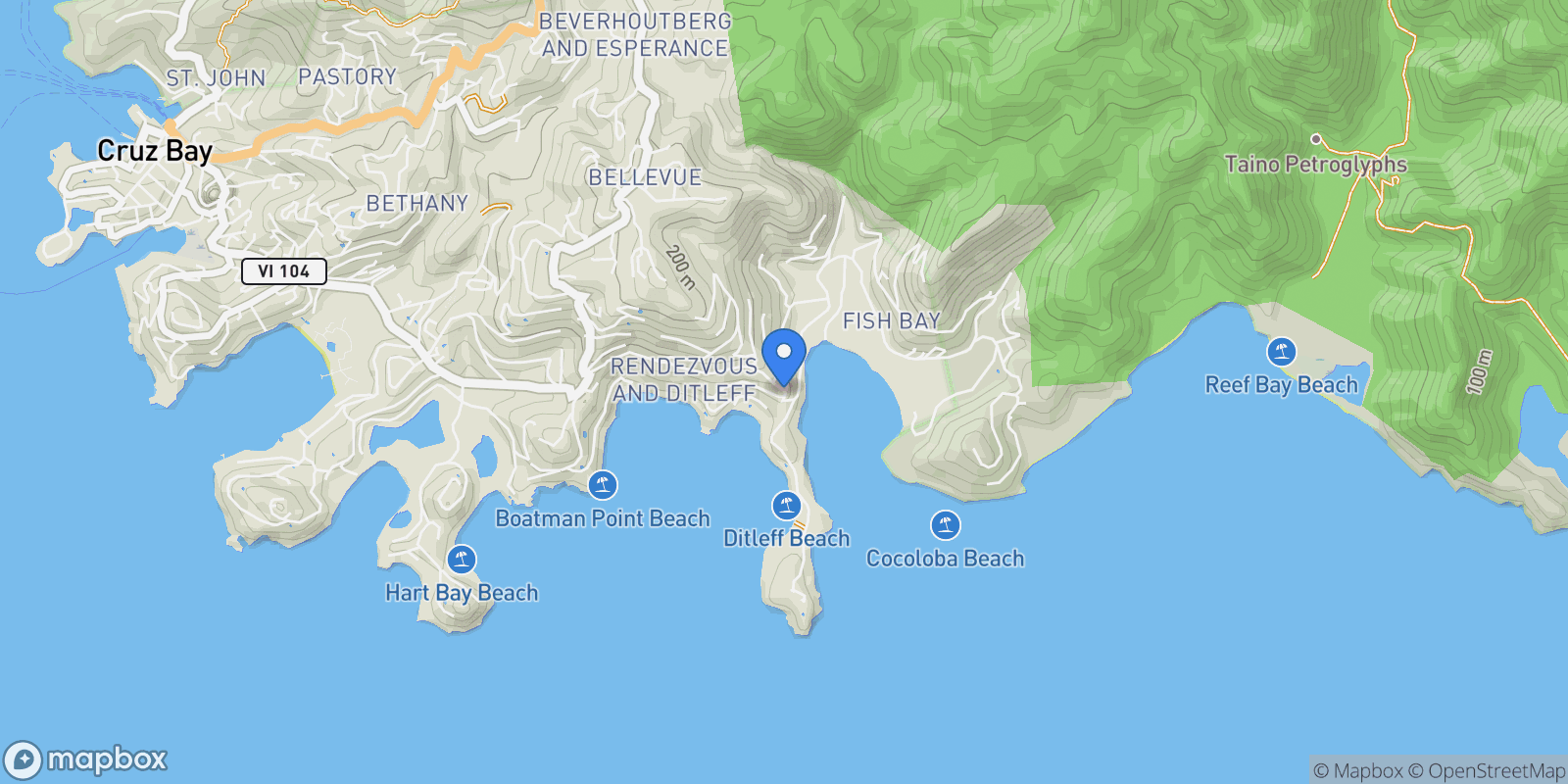 Map showing 15A-3-27 Rendezvous and Ditleff, St. John, 00830, USA, Cruz Bay, St. John, U.S. Virgin Islands.