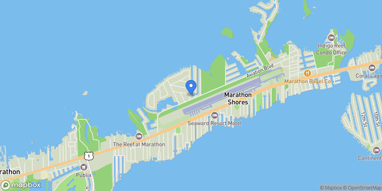 Map showing 1590 Dolphin Drive, MARATHON, FL 33050, Marathon, Florida, United States.