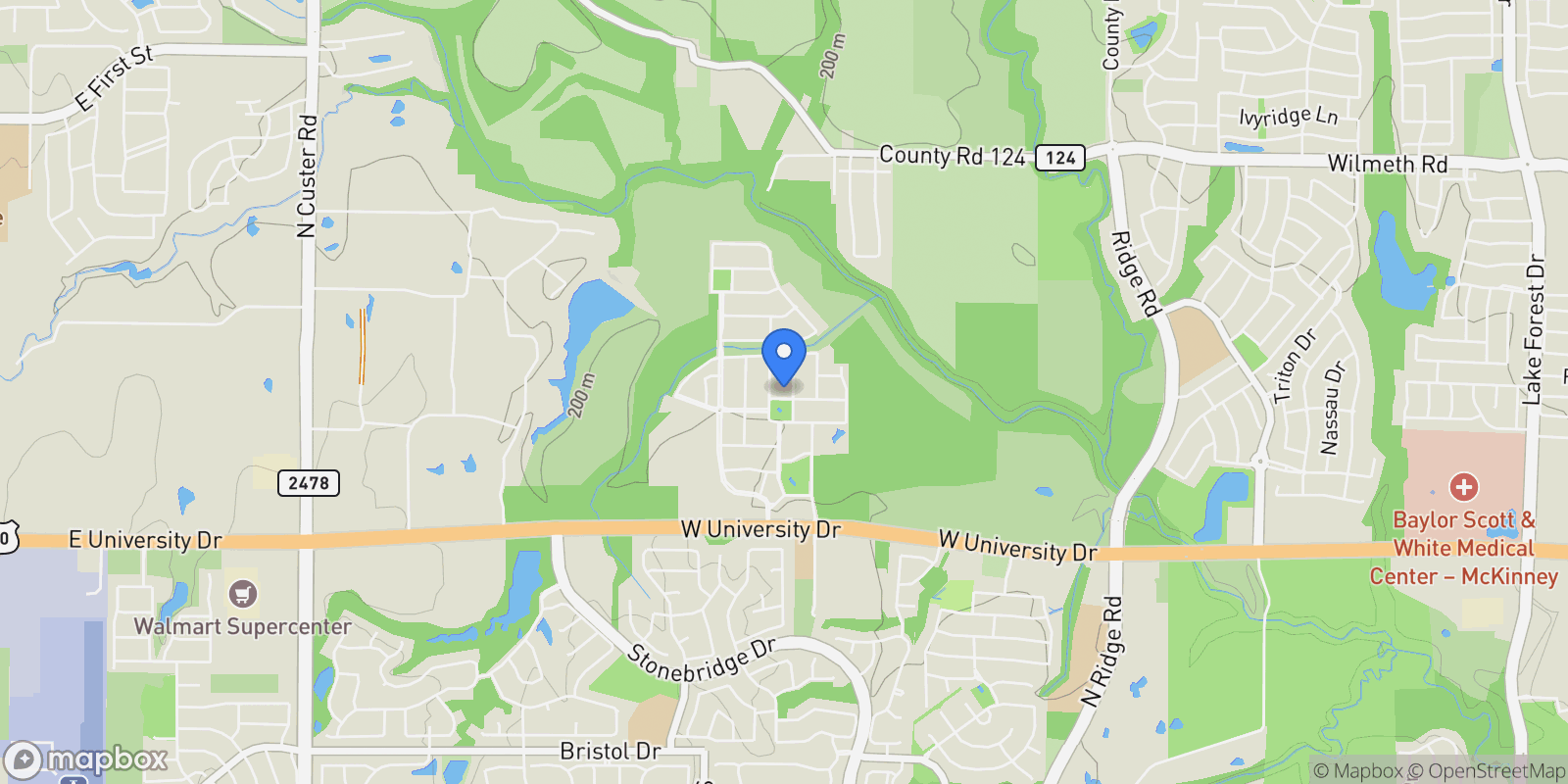 Map showing 7304 Ripley Street, McKinney, Texas, United States.