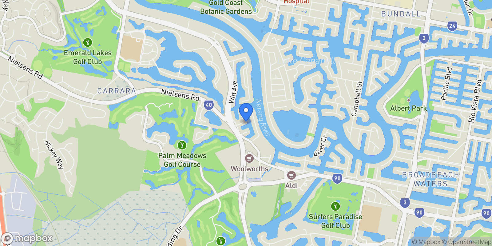 Map showing 11 Gregory Drive Carrara, Gold Coast, QLD 4211, Gold Coast, Queensland, Australia.