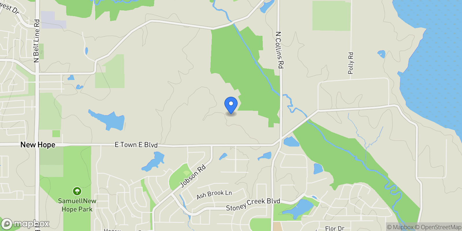 Map showing 343 E Town East Boulevard, Sunnyvale, Texas, United States.