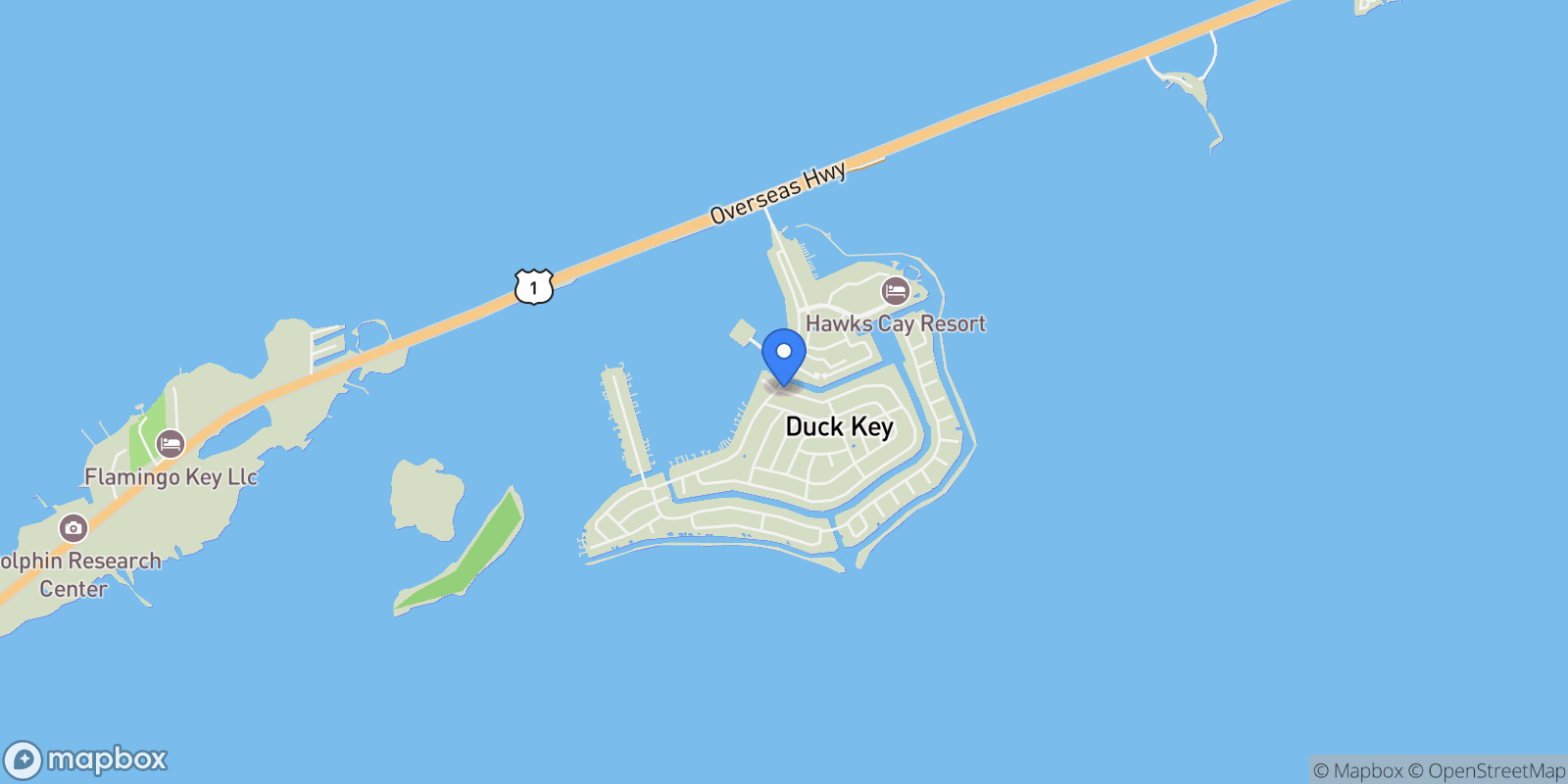 Map showing 116 N Indies Drive, Duck, FL 33050, Duck Key, Florida, United States.