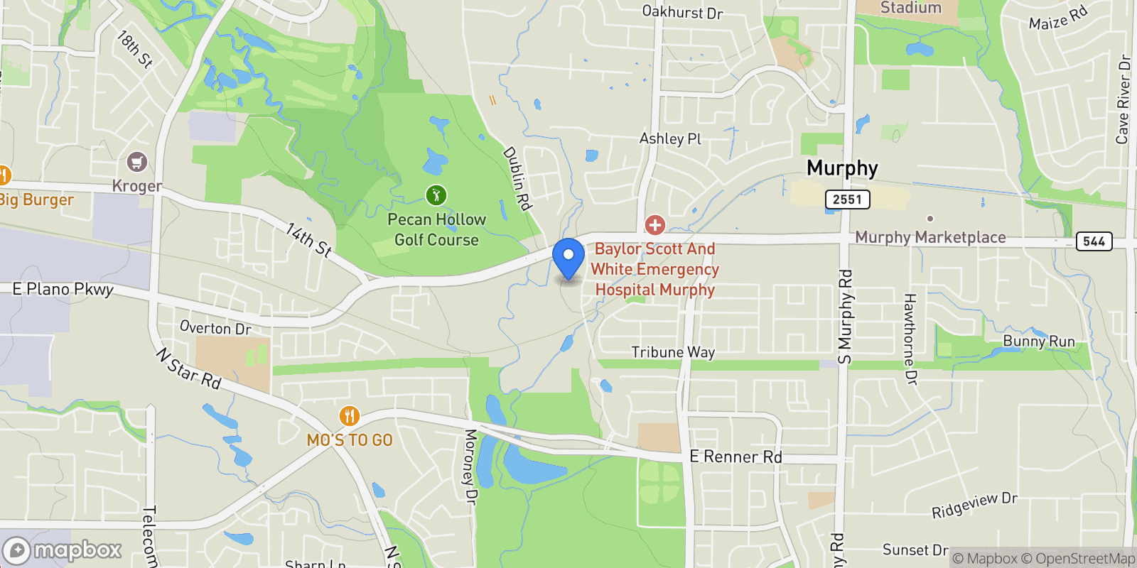 Map showing 5412 Glenscape Circle, Richardson, Texas, United States.