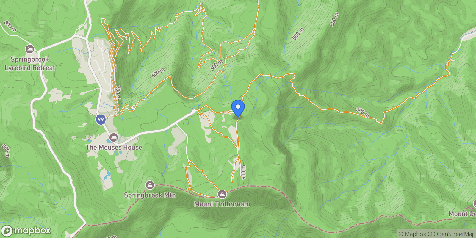 Map showing 3000 Springbrook Road, Springbrook, Gold Coast, QLD, Springbrook, Queensland, Australia.