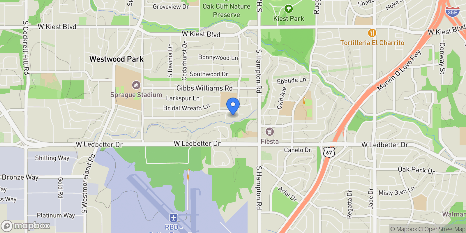 Map showing 2510 Gladiolus Lane, Dallas, Texas, United States.