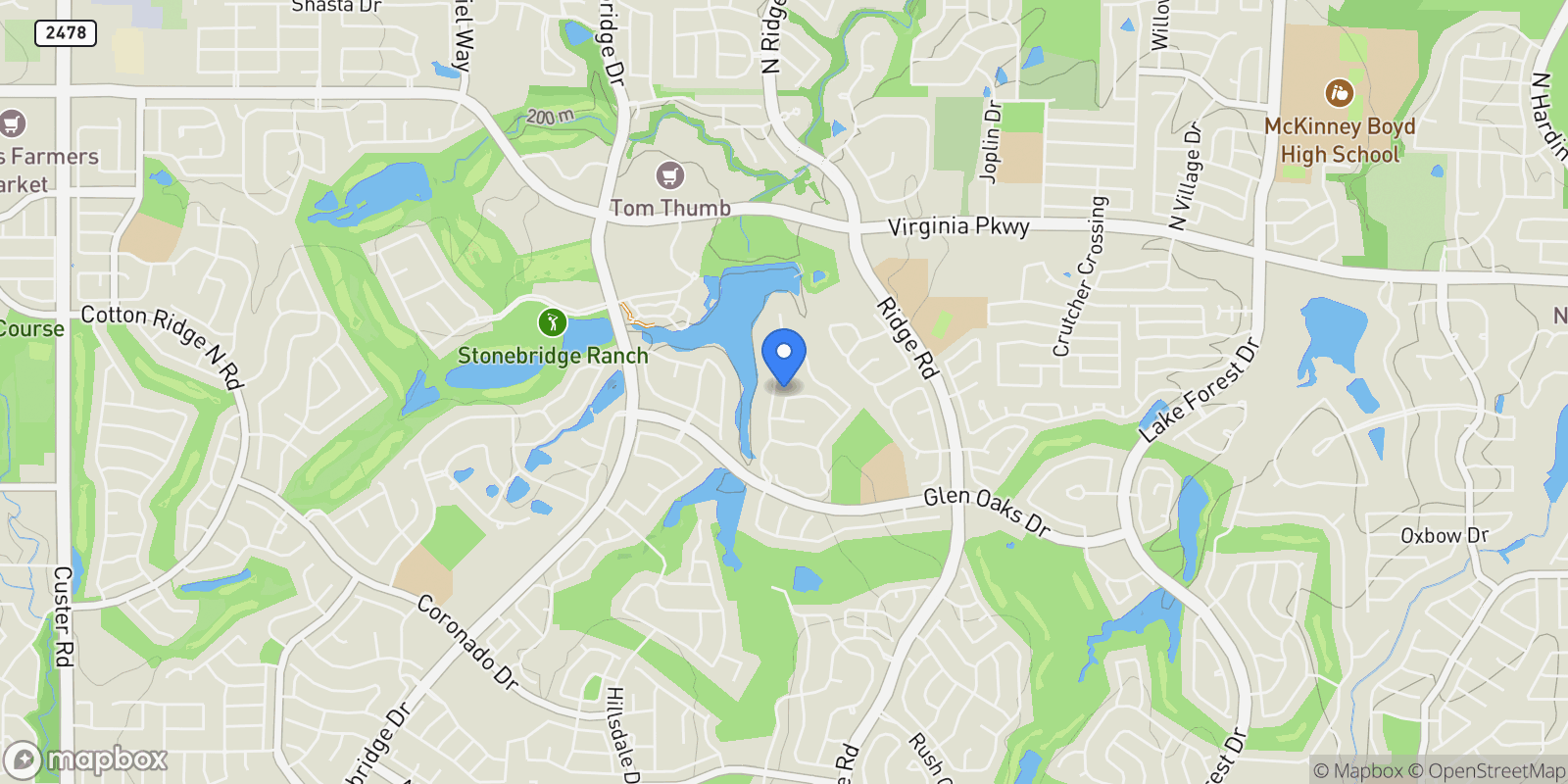 Map showing 6412 Saint Michael Drive, McKinney, Texas, United States.