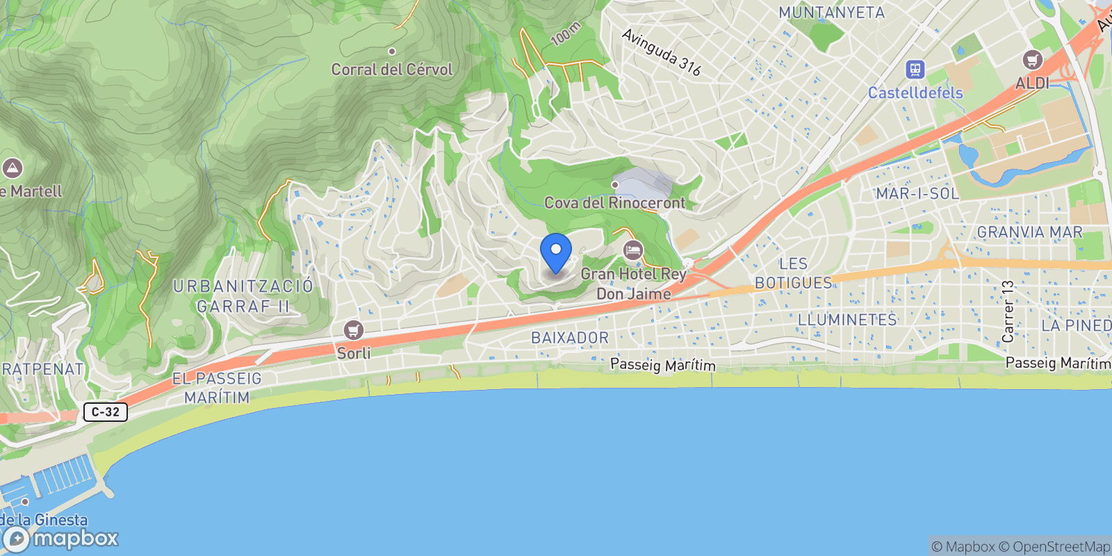Map showing , Castelldefels, Castelldefels, Catalonia, Spain.