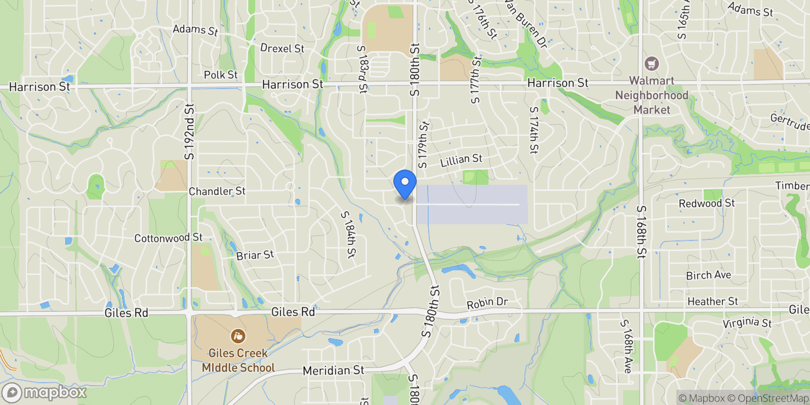 Map showing 8108 S 184 Terrace, Omaha, NE 68136, Omaha, Nebraska, United States.