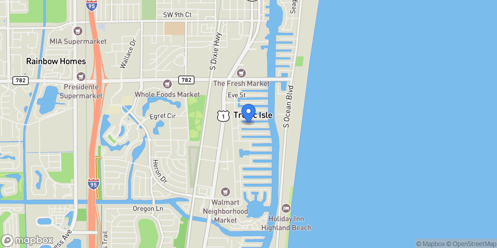 Map showing 929 Banyan Drive, Delray Beach, Florida, United States.