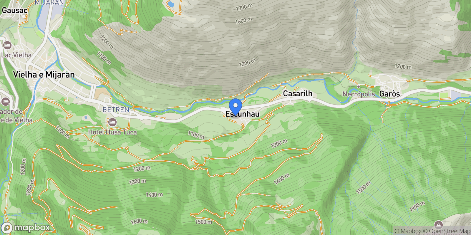 Map showing , Escunhau, Vielha e Mijaran, Catalonia, Spain.