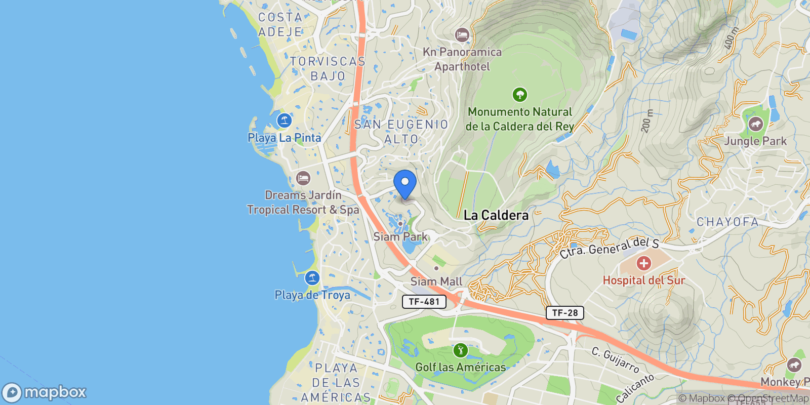 Map showing San Eugenio Alto, Adeje, Santa Cruz de Tenerife, Adeje, Costa Adeje, Adeje, Canary Islands.