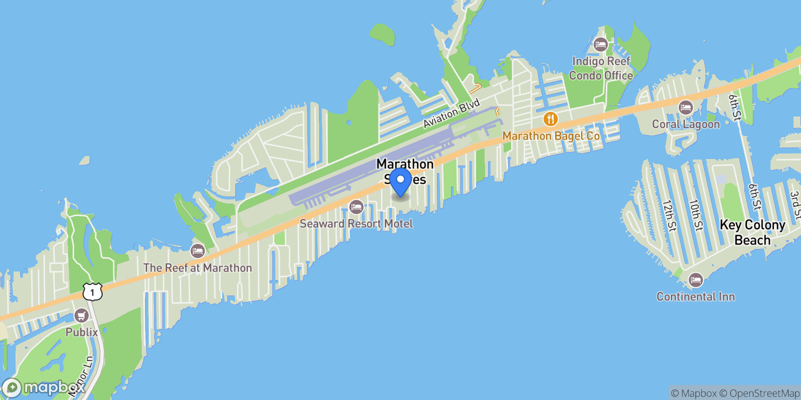 Map showing 9300 Overseas Highway, MARATHON, FL 33050, Marathon, Florida, United States.