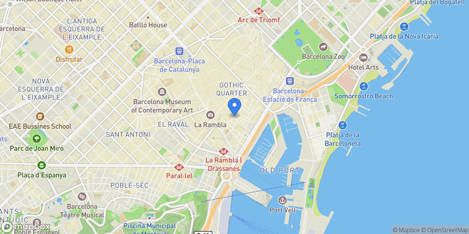 Map showing , Barcelona, Ciutat Vella, Barcelona, Spain.