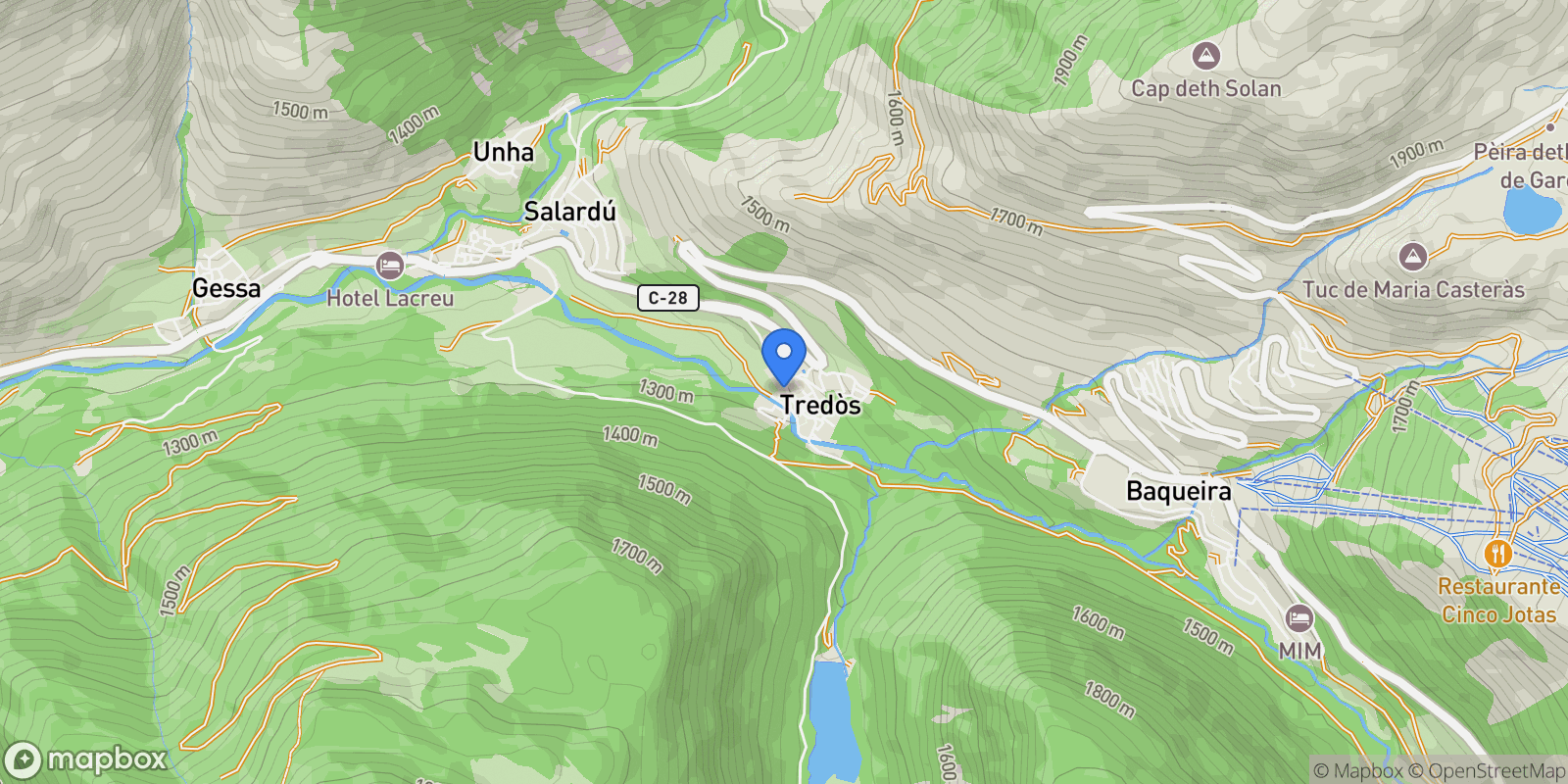 Map showing , Tredos, Naut Aran, Catalonia, Spain.