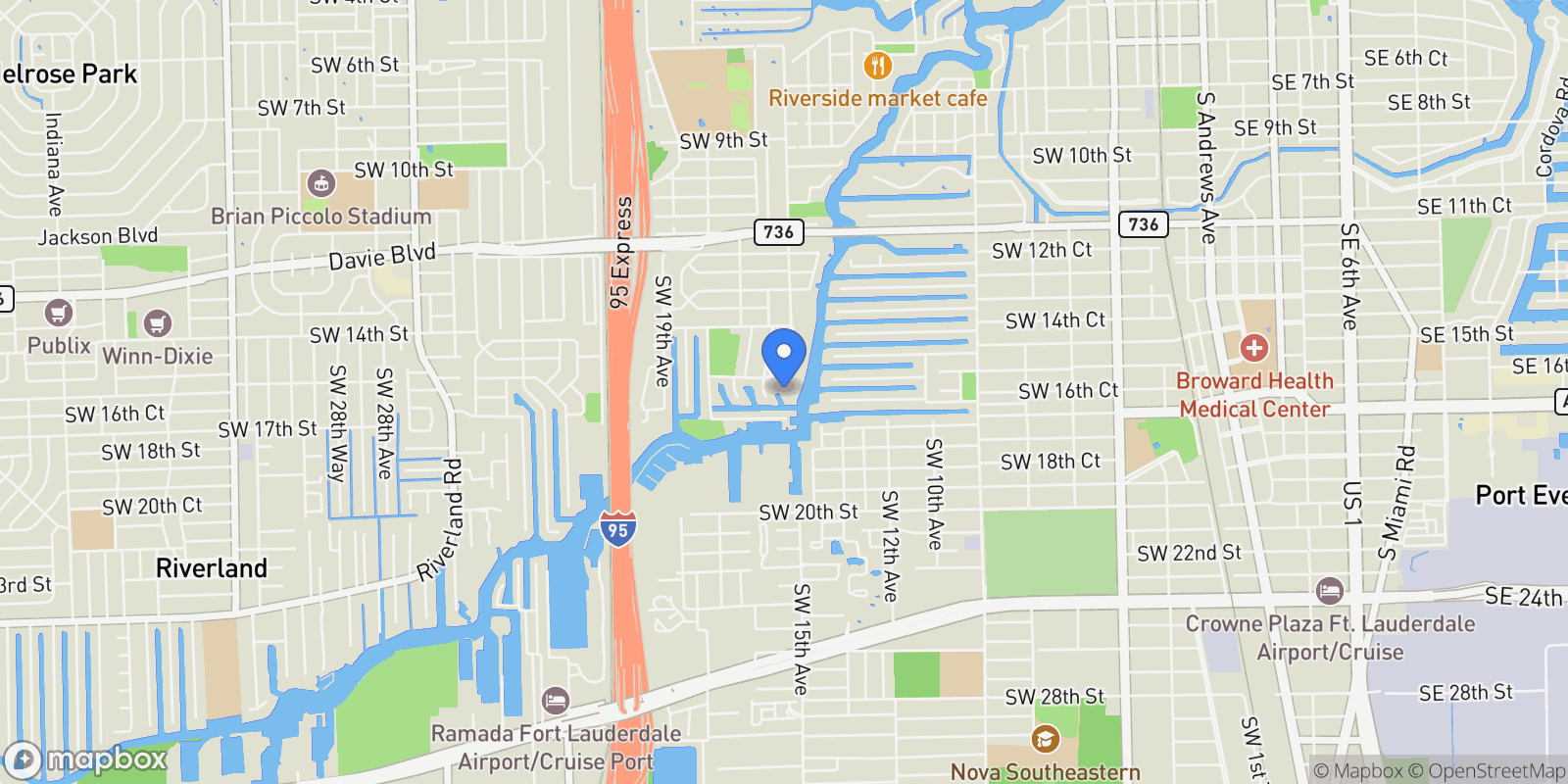 Map showing 1600 SW 15th Avenue, Fort Lauderdale, Florida, United States.