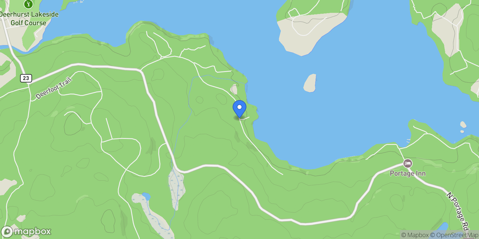 Map showing 4 Hills Island, Huntsville, Ontario, Canada.