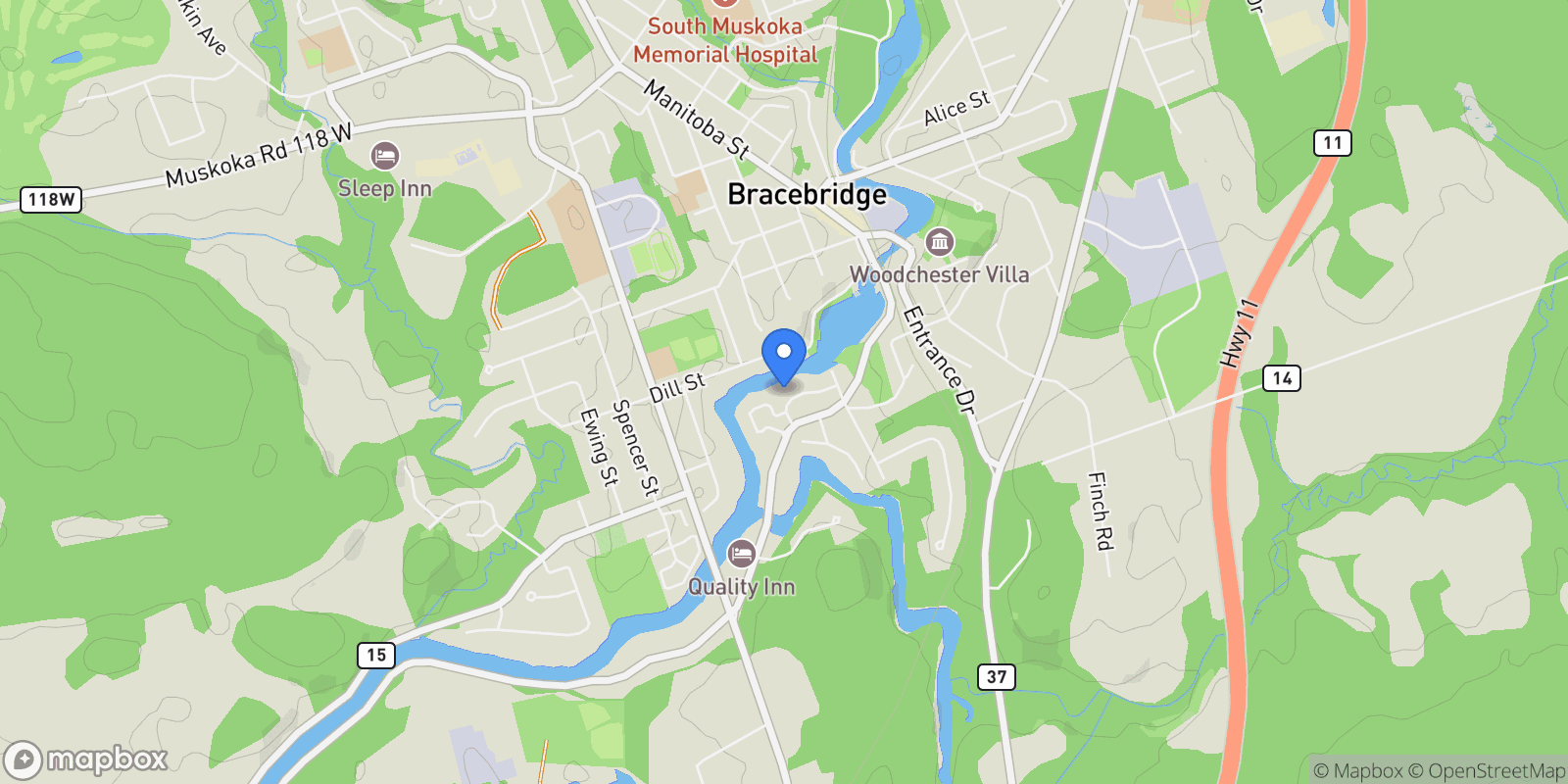Map showing 301 - 200 Anglo Street, Bracebridge, Ontario, Canada.