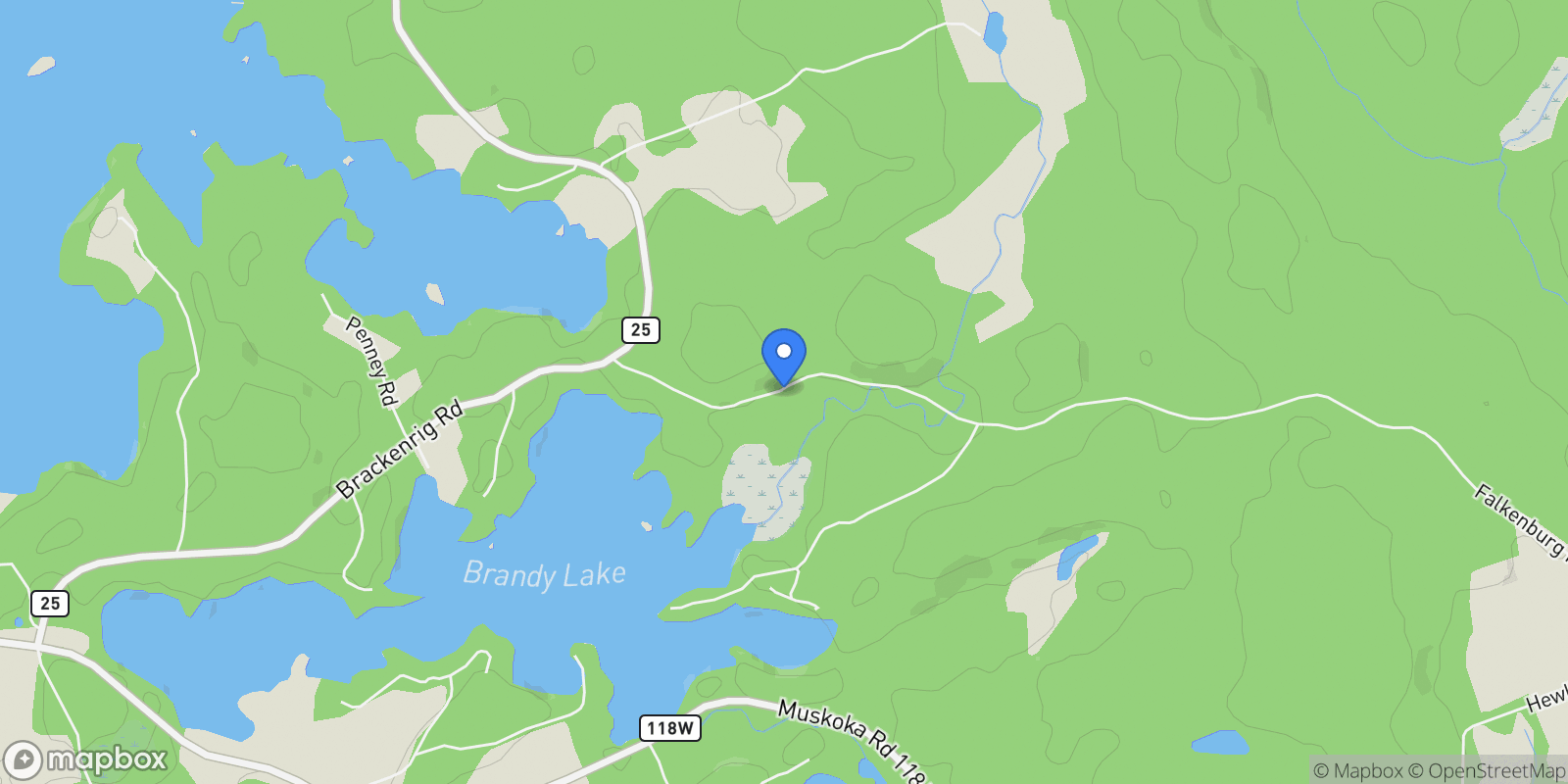 Map showing 2487 Falkenburg Road, Port Carling, Ontario, Canada.