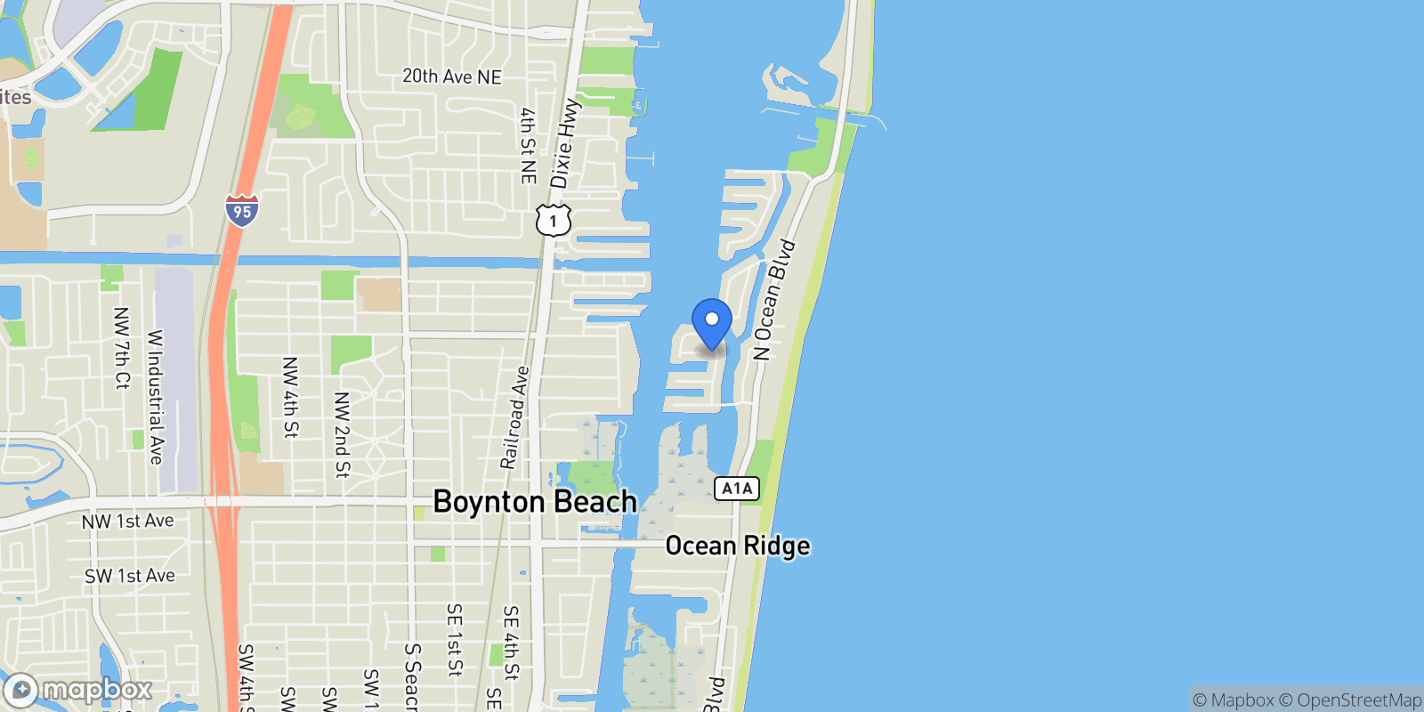 Map showing 33 Spanish River Drive, Boynton Beach, Florida, United States.