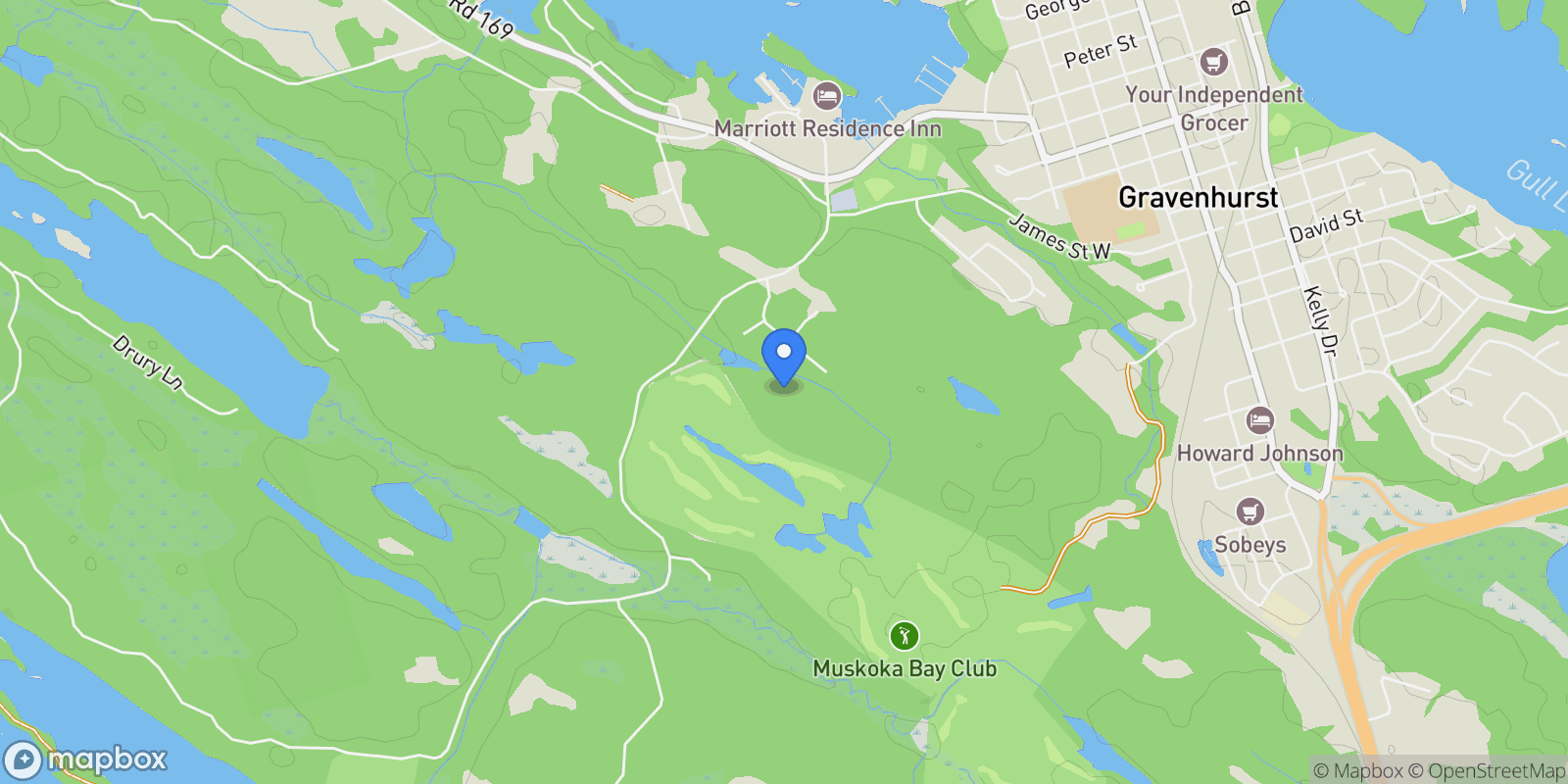Map showing 29 ROCKMOUNT Crescent, Gravenhurst, Ontario, Canada.