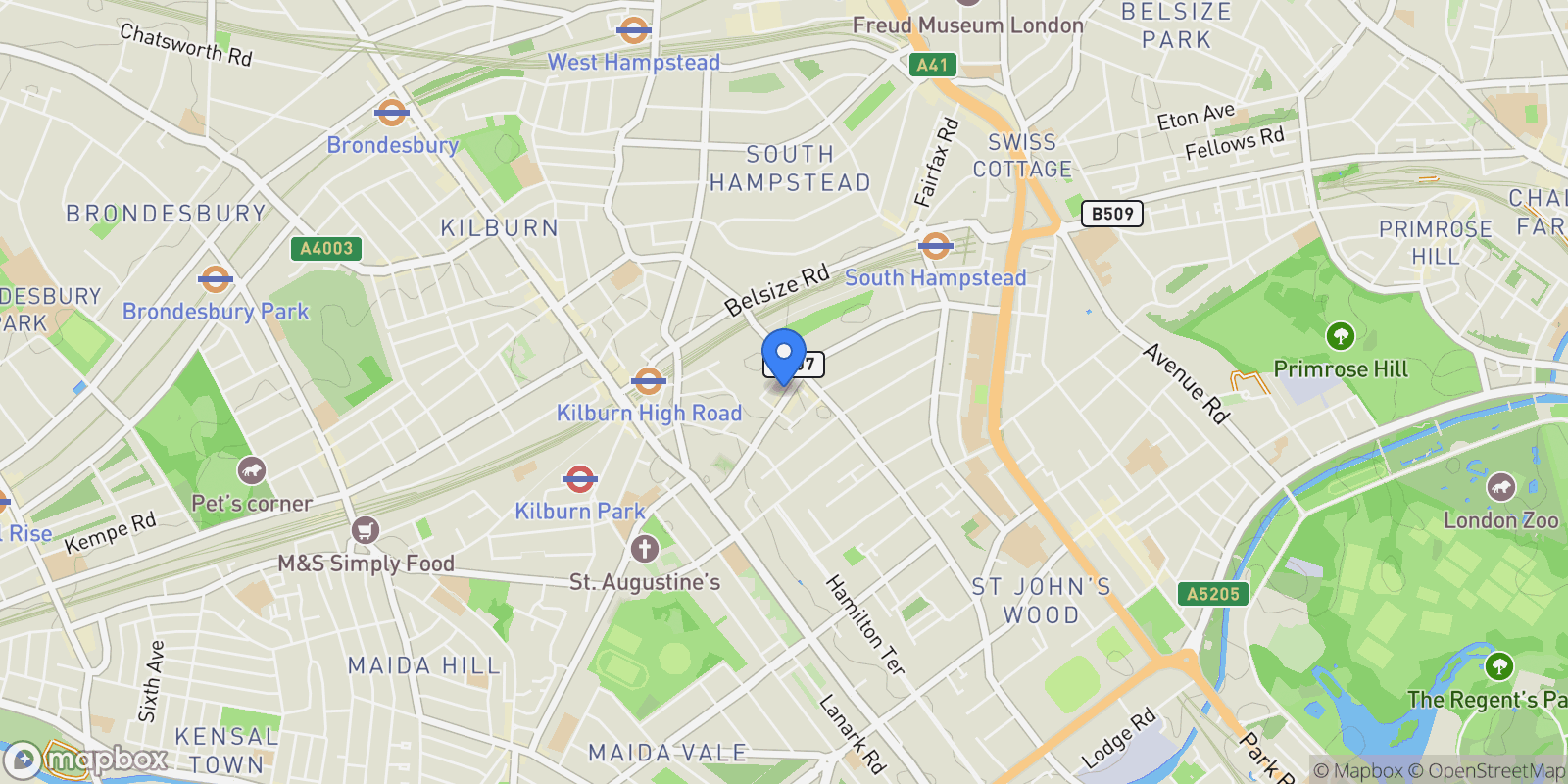 Map showing Boundary Road, London, London, England, United Kingdom.