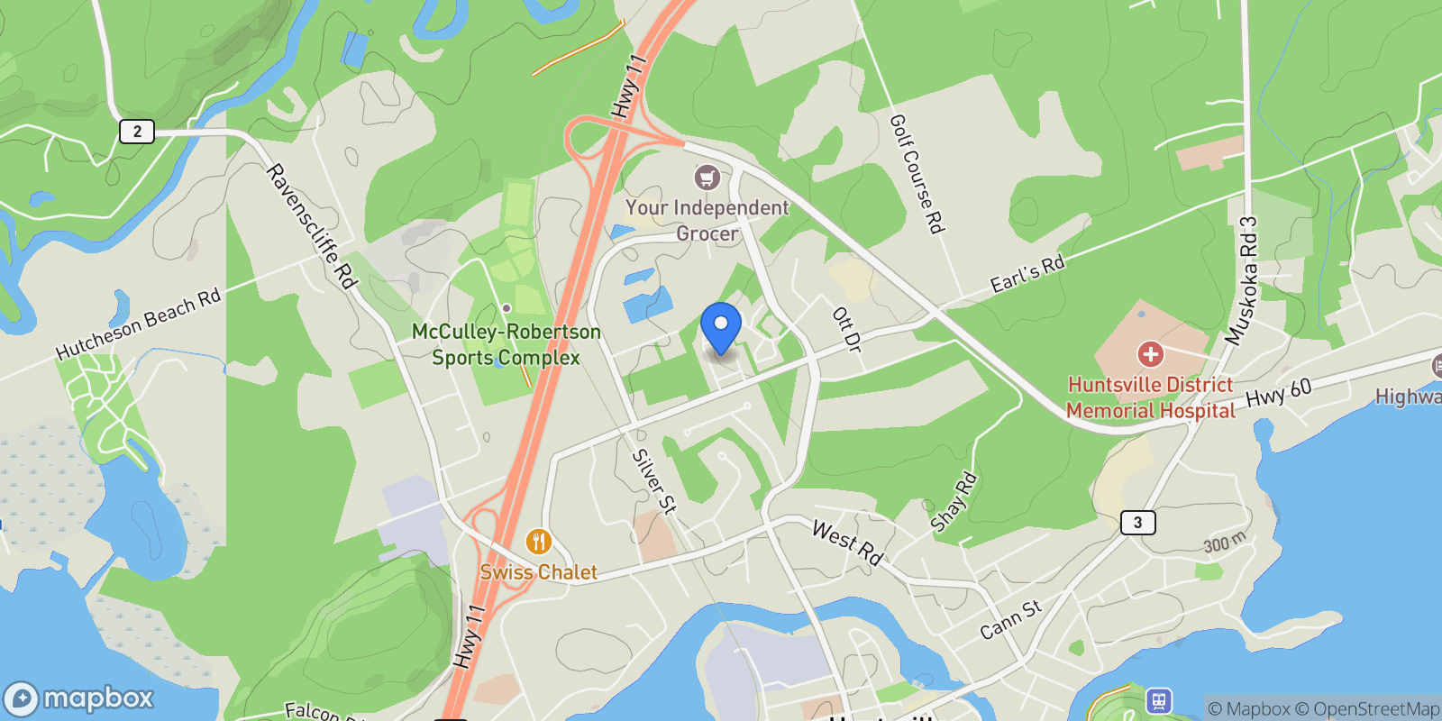Map showing 408 - 15 Pine Needle Way, Huntsville, Ontario, Canada.