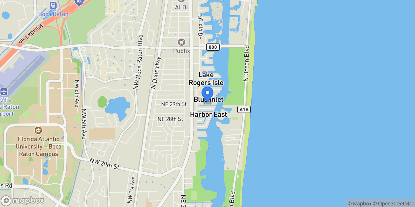 Map showing 2900 NE 7th Drive, Boca Raton, Florida, United States.