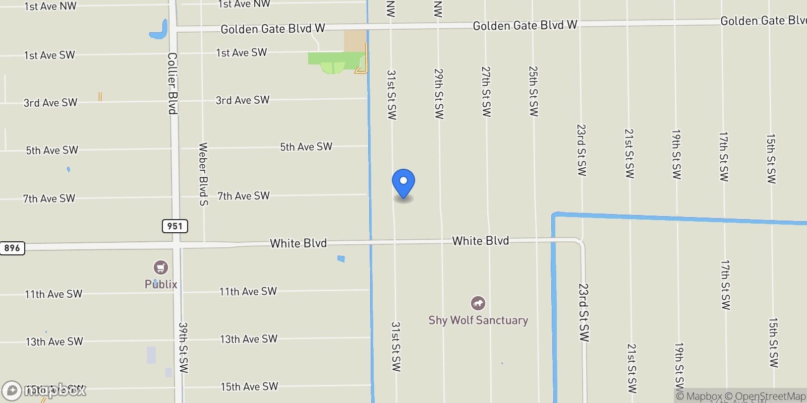 Map showing 740 31st Street SW, Naples, Florida, United States.