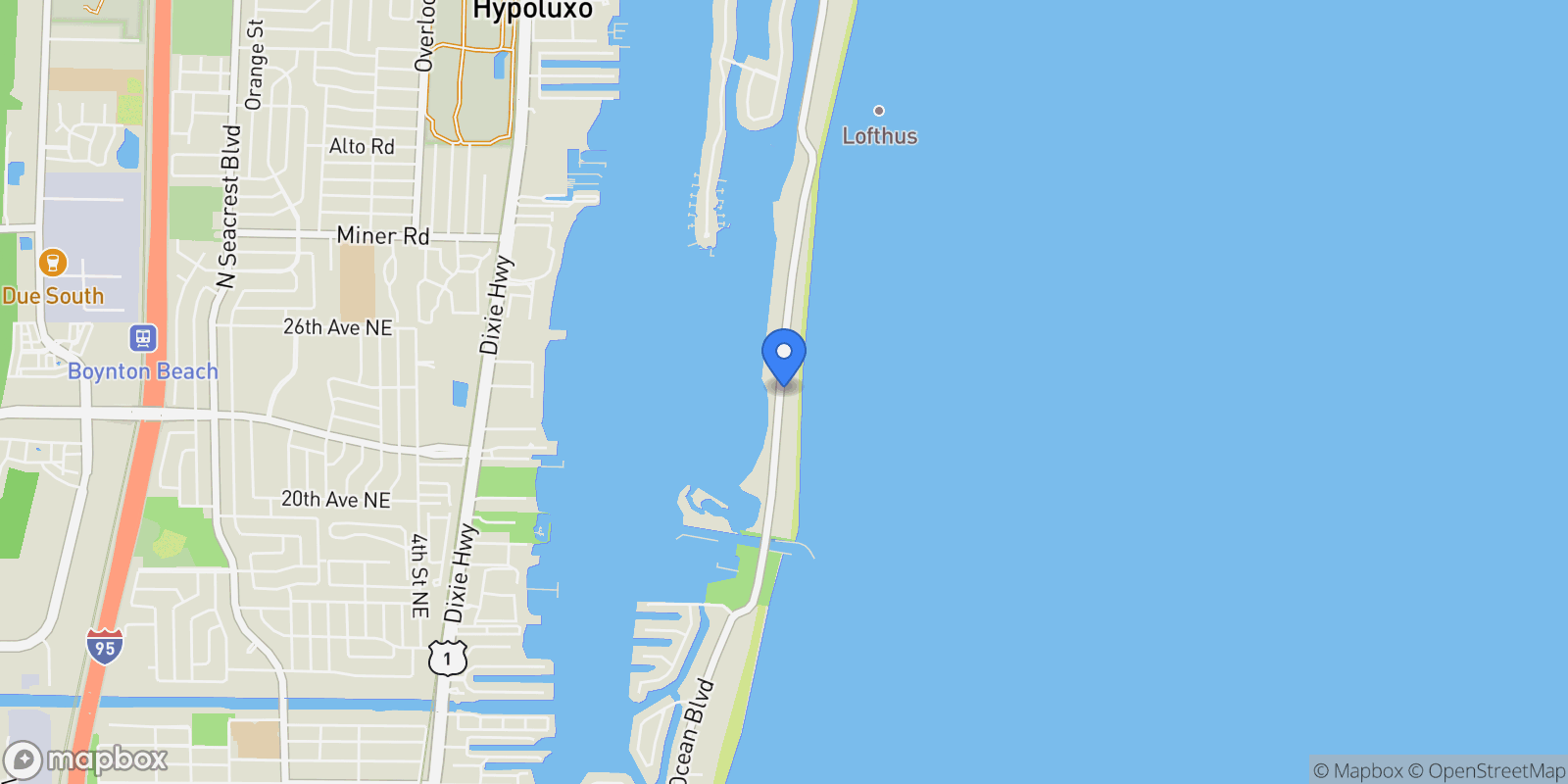 Map showing 1960 S Ocean Boulevard, Lantana, Florida, United States.