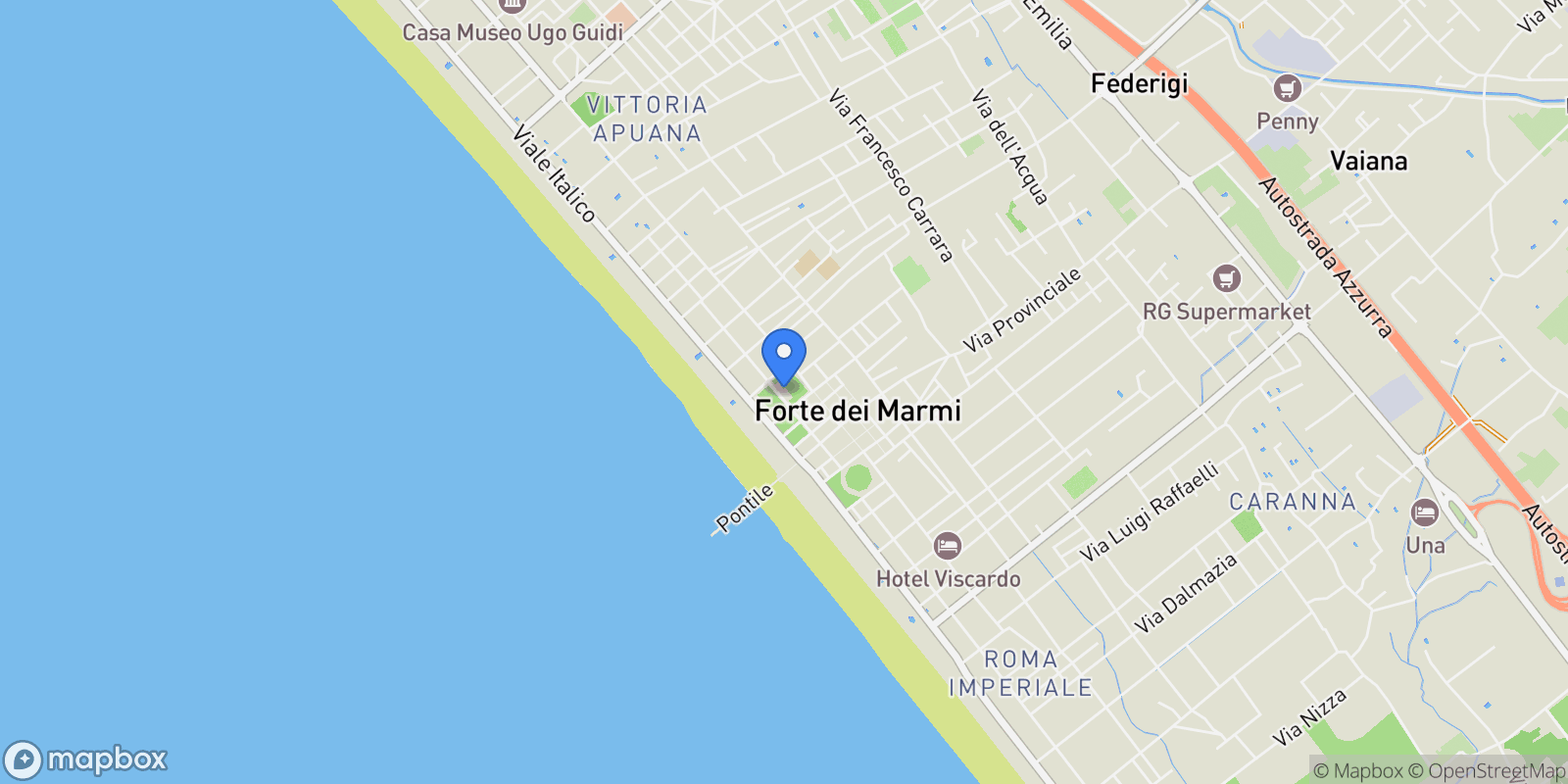 Map showing Forte dei Marmi, Tuscany, Italy.