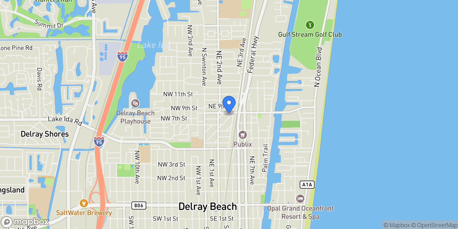 Map showing 230 George Bush Boulevard, Delray Beach, Florida, United States.